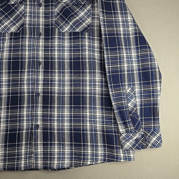 Pacific Trail Blue White Plaid Blanket Flannel L/S Heavy Waight Shirt NWT Men XL - Picture 3 of 8